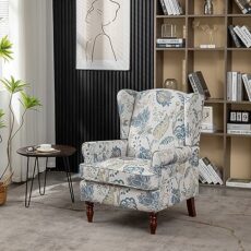 AZRBOPO Wingback Armchair, Retro Accent Chair Soft Padded Fabric Lounge Padded Sofa Chair, Retro Vantage Leisure Chair for Living Room Bedroom - Solid Wood Frame