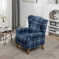 AZRBOPO Wingback Tartan Armchair