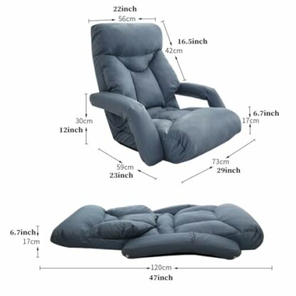 Adjustable 5Position Foldable Lazy Sofa Bed Lounge Chair with Armrest Folding Floor Gaming Recliner for Living Room, Bedroom Indoor Reading Chair Beige 3 Adjustable 5Position Foldable Lazy Sofa Bed Lounge Chair with Armrest Folding Floor Gaming Recliner for Living Room, Bedroom Indoor Reading Chair Beige - Image 3