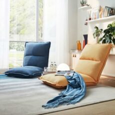 Adjustable 6Position Folding Floor Video Gaming Chair Foldable Sofa Lounger Bed Couch Recliner Lazy Sofa for TV Reading Beige Color