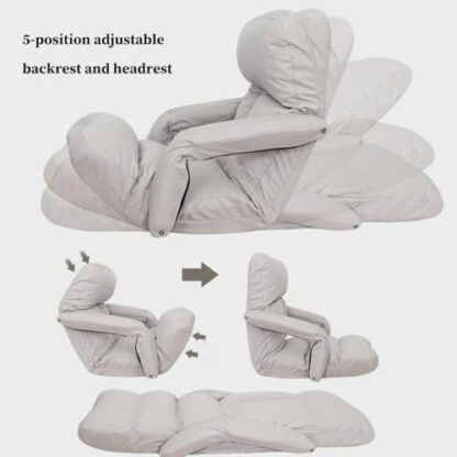 Adjustable Folding Floor Chair with 5 Positions, Pillow and Back Support Brown Color, Perfect for Gaming, Yoga, and Relaxing Foldable and Portable for Bedroom Use. 4 Adjustable Folding Floor Chair with 5 Positions, Pillow and Back Support Brown Color, Perfect for Gaming, Yoga, and Relaxing Foldable and Portable for Bedroom Use. - Image 4