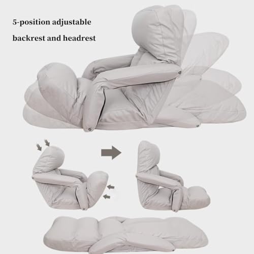 Adjustable Folding Floor Chair with 5 Positions, Pillow and Back Support Brown Color, Perfect for Gaming, Yoga, and Relaxing Foldable and Portable for Bedroom Use. - Image 4