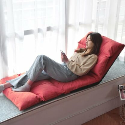 Adjustable Folding Floor Chair with Back Support 5Position Lazy Sofa Chair for TV Reading and Meditation Comfy Seat for Bedroom Gray - Image 2