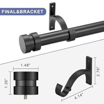 Adjustable Warm Gold Curtain Rods,1 inch Diameter Splicing Heavy Duty Rod Set with Aluminum Finals for Windows, Door, Drapery, Closet - Image 3