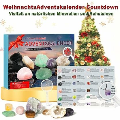 Advent Calendar 2023 Countdown Calendar Crystals for Kids,Christmas 24 Days Countdown Surprises,Natural Minerals and Rocks The Best Gift for Boys,Girls and Geology Enthusiasts - Image 3