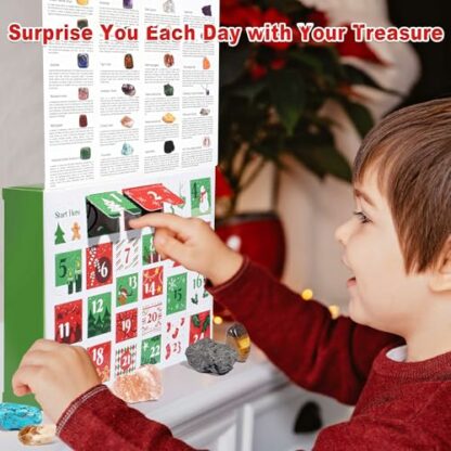 Advent Calendar 2023 Crystals for Kids with 24 Days Christmas Countdown, Natural Rock Stones & Minerals for Exploring, Learning, Collection, Scientific Xmas Gift for Girls & Boys - Image 3