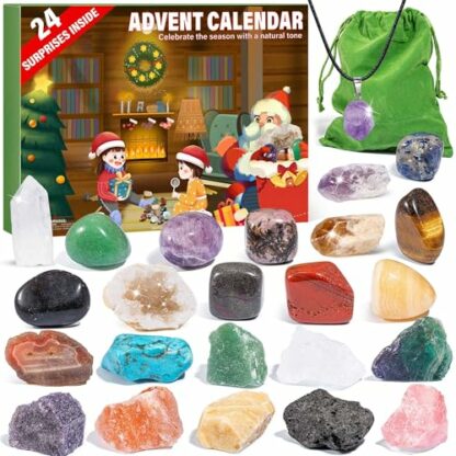 Advent Calendar 2023 Crystals for Kids with 24 Days Christmas Countdown, Natural Rock Stones & Minerals for Exploring, Learning, Collection, Scientific Xmas Gift for Girls & Boys - Image 2