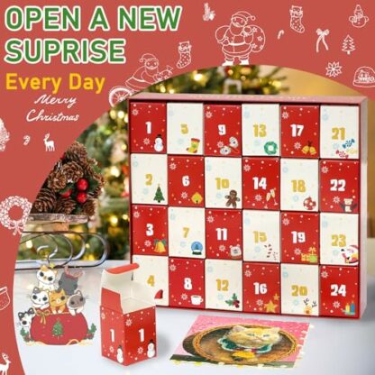 Advent Calendar 2024 - Christmas Cat Jigsaw Puzzles 1008 Pieces Advent Jigsaw for Kids and Adults, 24 Boxes Christmas Countdown Calendar Christmas Puzzle Gift for Him Her - Image 3