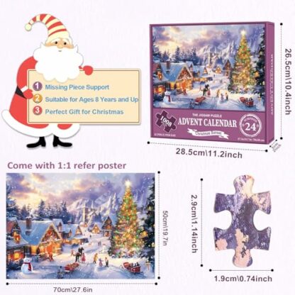 Advent Calendar 2024 Jigsaw Puzzle - Peaceful Snowy Christmas Sunset, Christmas Family Holiday Puzzle 1008 Pieces Jigsaw Puzzle, 24 Boxes Puzzles for Countdown to Christmas Home Decoration 3 Advent Calendar 2024 Jigsaw Puzzle - Peaceful Snowy Christmas Sunset, Christmas Family Holiday Puzzle 1008 Pieces Jigsaw Puzzle, 24 Boxes Puzzles for Countdown to Christmas Home Decoration - Image 3