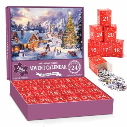 Advent Calendar 2024 Jigsaw Puzzles for Kids Adults, 24 Box Christmas Puzzle Countdown Calendar,Funny Christmas Game Gift,Christmas Sunset,1008 Pieces,19.7 inches x 27.6 inch 2 Advent Calendar 2024 Jigsaw Puzzles for Kids Adults, 24 Box Christmas Puzzle Countdown Calendar,Funny Christmas Game Gift,Christmas Sunset,1008 Pieces,19.7 inches x 27.6 inch - Image 2