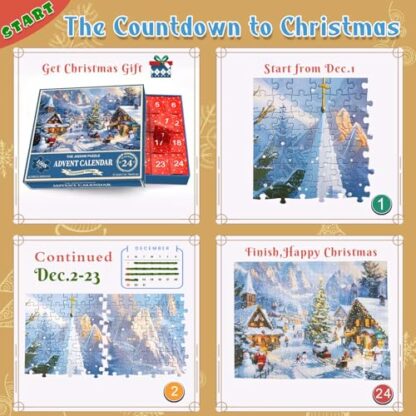 Advent Calendar 2024 Jigsaw Puzzle,24 Box Christmas Countdown Calendar,1008 Pieces,Christmas Village,19.7 inches x 27.6 inch - Image 3