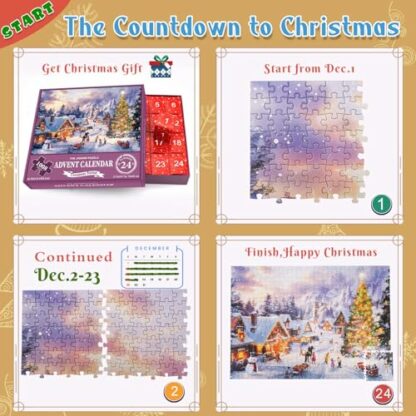 Advent Calendar 2024 Jigsaw Puzzles for Kids Adults, 24 Box Christmas Puzzle Countdown Calendar,Funny Christmas Game Gift,Christmas Sunset,1008 Pieces,19.7 inches x 27.6 inch 3 Advent Calendar 2024 Jigsaw Puzzles for Kids Adults, 24 Box Christmas Puzzle Countdown Calendar,Funny Christmas Game Gift,Christmas Sunset,1008 Pieces,19.7 inches x 27.6 inch - Image 3
