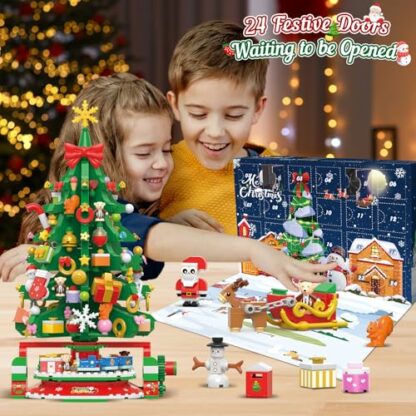 Advent Calendar 2024 Rotating Christmas Tree with LED Light Building Set, 24 Days Countdown Mini Building Blocks Include Santa and Train, XMAS Home Decor Party Favor Gift for Adults Kids 8+(1145PCS) 3 Advent Calendar 2024 Rotating Christmas Tree with LED Light Building Set, 24 Days Countdown Mini Building Blocks Include Santa and Train, XMAS Home Decor Party Favor Gift for Adults Kids 8+(1145PCS) - Image 3