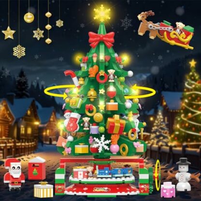 Advent Calendar 2024 Rotating Christmas Tree with LED Light Building Set, 24 Days Countdown Mini Building Blocks Include Santa and Train, XMAS Home Decor Party Favor Gift for Adults Kids 8+(1145PCS) 4 Advent Calendar 2024 Rotating Christmas Tree with LED Light Building Set, 24 Days Countdown Mini Building Blocks Include Santa and Train, XMAS Home Decor Party Favor Gift for Adults Kids 8+(1145PCS) - Image 4