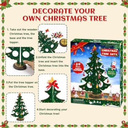 Advent Calendar 2024 Wooden Christmas Tree with 35 Ornaments 24 Days Countdown Advent Calendar with Tabletop Christmas Tree Surprises Christmas Calendar for Adults Boys Girls Gifts Desk Decoration 4 Advent Calendar 2024 Wooden Christmas Tree with 35 Ornaments 24 Days Countdown Advent Calendar with Tabletop Christmas Tree Surprises Christmas Calendar for Adults Boys Girls Gifts Desk Decoration - Image 4