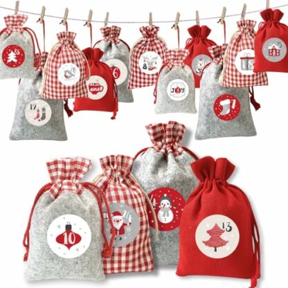 Advent Calendar for Filling, 24 Advent Calendar to Fill Yourself Fabric Bags, Christmas Calendar for Filling, Large, Advent Calendar for Filling, Fabric for Children 2024 (Red) 2 Advent Calendar for Filling, 24 Advent Calendar to Fill Yourself Fabric Bags, Christmas Calendar for Filling, Large, Advent Calendar for Filling, Fabric for Children 2024 (Red) - Image 2