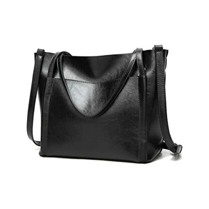 Aileese Womens Handbags Soft Leather Large Capacity Retro Vintage Top-Handle Casual Pocket Tote Shoulder Cross-Body Bags - Image 2
