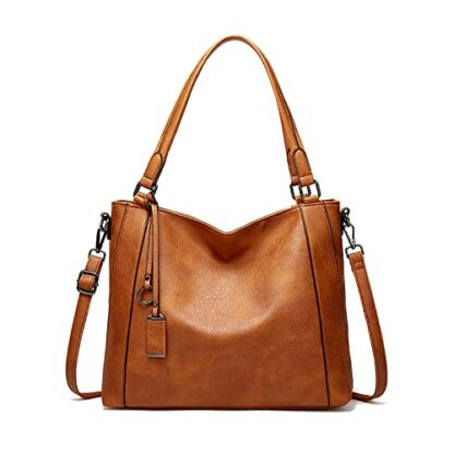 Aileese Womens Handbags Soft Leather Retro Vintage Designer Top-Handle Casual Pocket Ladies Tote Shoulder Bags - Image 2