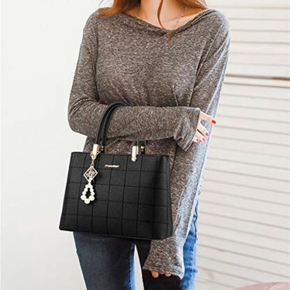 AlwaySky Women Fashion Handbag Designer Tote Purse Top Handle Bag with Beautiful Pendant - Image 3
