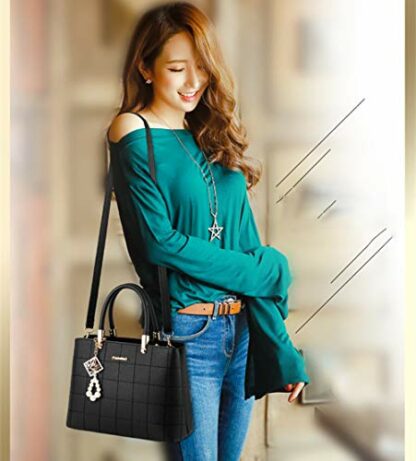 AlwaySky Women Fashion Handbag Designer Tote Purse Top Handle Bag with Beautiful Pendant - Image 4