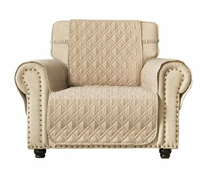 Ameritex Waterproof Nonslip Sofa Cover for Leather, Dog Couch Chair Cover Furniture Protector, Ideal Sofa Slipcovers for Pets and Kids, Stay in Place (Pattern1:Beige, Chair) - Image 2