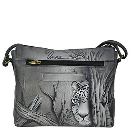 Anna by Anuschka Hand-Painted Women's Genuine Leather Slim Medium Crossbody - Zip Entry, Multipurpose and Zippered Pockets - Image 3