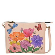 Anna by Anuschka Women's Hand-painted Women's Genuine Leather Slim Medium Crossbody Slim Medium Crossbody