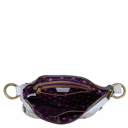 Anuschka Hand Painted Women’s Genuine Leather Convertible Slim Hobo with Crossbody Strap - Top Zip Entry, Multiple Pockets - Image 4