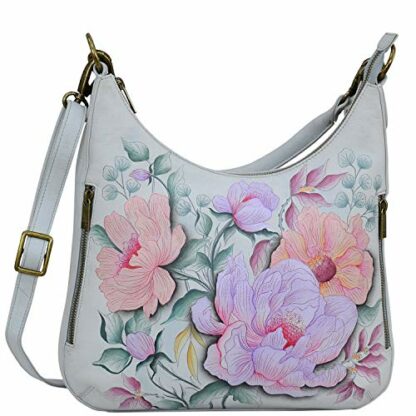 Anuschka Hand Painted Women’s Genuine Leather Convertible Slim Hobo with Crossbody Strap - Top Zip Entry, Multiple Pockets - Image 2