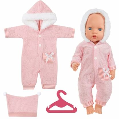 Aolso Baby Doll Clothes for 14-18 Inch Doll 35-45 cm Baby Doll, New Doll Clothes Outfits, Sweet Outfits Long Sleeve Overalls with Coat hanger, New Born Baby Dolls Girls Birthday - Image 2