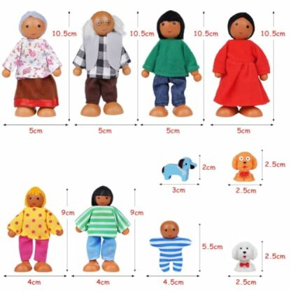 Aolso Wooden Dolls House Family Dolls Toys, Sets of 7 People Wooden Doll House Dolls with 4 Dogs, Lovely Happy Family Dolls Playset DollHouse Accessories, Dolls People Playset for Kids 3 Aolso Wooden Dolls House Family Dolls Toys, Sets of 7 People Wooden Doll House Dolls with 4 Dogs, Lovely Happy Family Dolls Playset DollHouse Accessories, Dolls People Playset for Kids - Image 3