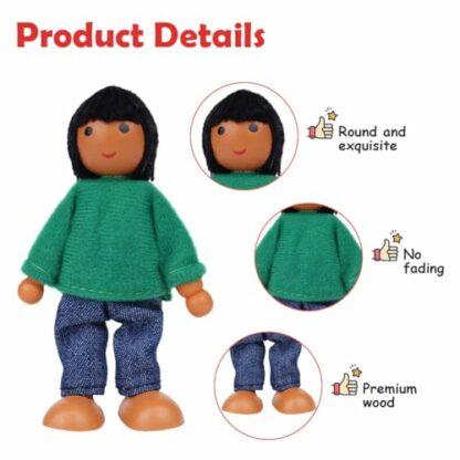 Aolso Wooden Dolls House Family Dolls Toys, Sets of 7 People Wooden Doll House Dolls with 4 Dogs, Lovely Happy Family Dolls Playset DollHouse Accessories, Dolls People Playset for Kids 4 Aolso Wooden Dolls House Family Dolls Toys, Sets of 7 People Wooden Doll House Dolls with 4 Dogs, Lovely Happy Family Dolls Playset DollHouse Accessories, Dolls People Playset for Kids - Image 4