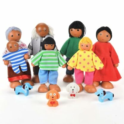 Aolso Wooden Dolls House Family Dolls Toys, Sets of 7 People Wooden Doll House Dolls with 4 Dogs, Lovely Happy Family Dolls Playset DollHouse Accessories, Dolls People Playset for Kids 2 Aolso Wooden Dolls House Family Dolls Toys, Sets of 7 People Wooden Doll House Dolls with 4 Dogs, Lovely Happy Family Dolls Playset DollHouse Accessories, Dolls People Playset for Kids - Image 2