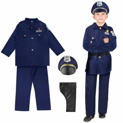 Aomig Kids Police Costumes, 8 Pcs Police Officer Dress Up with Vest and Hat, Children Police Officer Costume Set, Policeman Outfit Cospaly, Cop Costume for Boys Girls, Role Play, Halloween, Birthdays 2 Aomig Kids Police Costumes, 8 Pcs Police Officer Dress Up with Vest and Hat, Children Police Officer Costume Set, Policeman Outfit Cospaly, Cop Costume for Boys Girls, Role Play, Halloween, Birthdays - Image 2