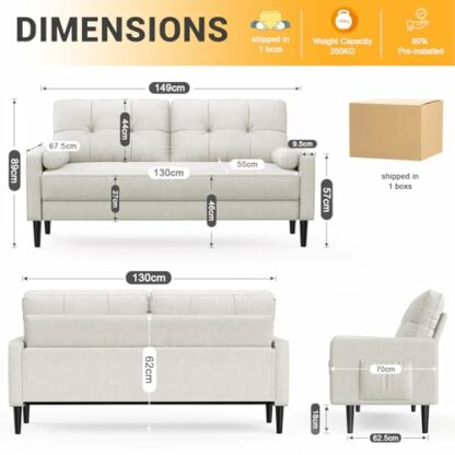 Aotumm Ciort 2 Seater Sofa, Modern Sofa Couch Small 2 Seater Sofa - Image 3