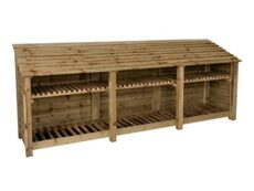 Arbor Garden Solutions wooden log store 4ft, firewood storage (W-335cm, H-126cm, D-88cm), natural finish