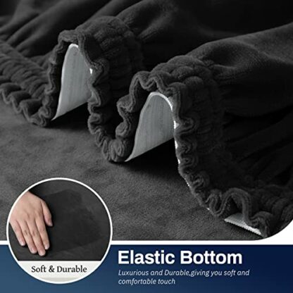 Asnomy Couch Covers for 3 Cushion Couch Sofa Loveseat Cover Velvet Stretch Slipcovers for Dogs Cats ,3 Seat Cushion Furniture Protector Machine Washable(Large, Black 4 Asnomy Couch Covers for 3 Cushion Couch Sofa Loveseat Cover Velvet Stretch Slipcovers for Dogs Cats ,3 Seat Cushion Furniture Protector Machine Washable(Large, Black - Image 4