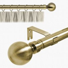 Aspire Homeware Extendable Curtain Poles for Eyelet Curtains Plain Metal Ball - Adjustable Curtains Pole Set includes a Curtain Rod with 60mm Finials, Rings, Brackets, and Fittings Set