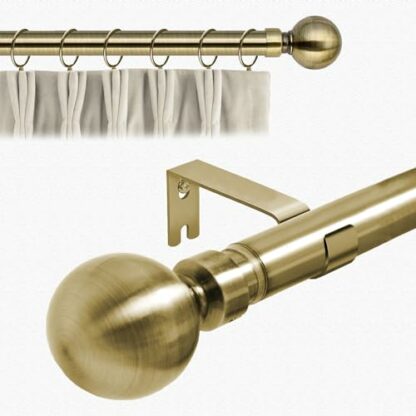 Aspire Homeware Extendable Curtain Poles for Eyelet Curtains Plain Metal Ball - Adjustable Curtains Pole Set includes a Curtain Rod with 60mm Finials, Rings, Brackets, and Fittings Set 2 Aspire Homeware Extendable Curtain Poles for Eyelet Curtains Plain Metal Ball - Adjustable Curtains Pole Set includes a Curtain Rod with 60mm Finials, Rings, Brackets, and Fittings Set - Image 2