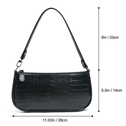 Aucuu Leather Shoulder Bag for Women, Mini Handbag with Crocodile Pattern Retro Soft PU Leather Small Crossbody Bag Classic for Women 90s Mini Bags with Chain - Image 3