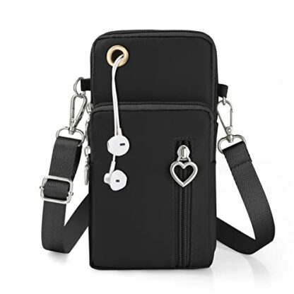 Aucuu Women Crossbody Phone Bag, Nylon Mini Crossbody Shoulder Bag with Detachable Adjustable Straps, Cellphone Purse Armband with Headphone Port for cellphones under 7 inches - Image 2