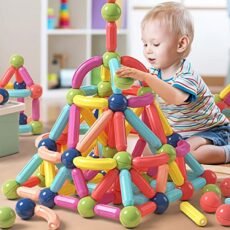 BAKAM Magnetic Building Blocks for Kids Ages 4-8, STEM Construction Toys for Boys and Girls, Large Size Magnetic Sticks and Balls Game Set for Kid’s Early Educational Learning