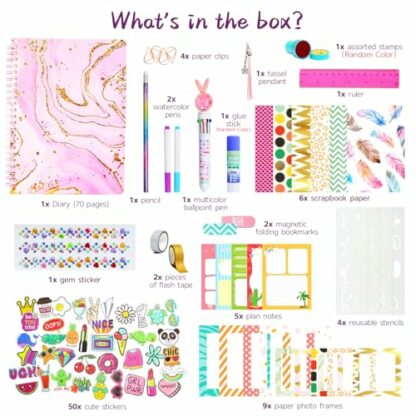 BALORIZ DIY Journal Set for Girls, Scrapbook & Diary Stationery Set, Arts and Crafts Kits for Tweens Teens, Girls Toy Gifts Christmas Birthday Holidays Ideas for 8-14 Year Old 3 BALORIZ DIY Journal Set for Girls, Scrapbook & Diary Stationery Set, Arts and Crafts Kits for Tweens Teens, Girls Toy Gifts Christmas Birthday Holidays Ideas for 8-14 Year Old - Image 3