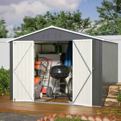 BIRCHTREE Garden Shed Metal Apex Roof Outdoor Storage With Free Foundation - Image 3