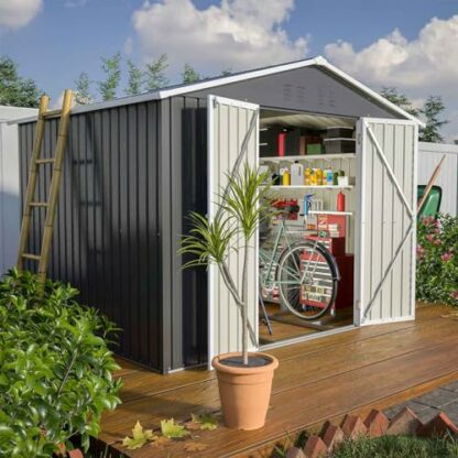 BIRCHTREE Garden Shed Metal Apex Roof Outdoor Storage With Free Foundation - Image 4
