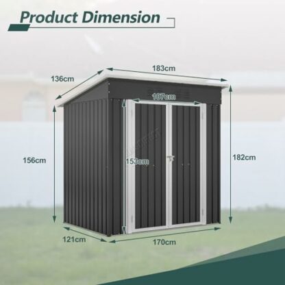 BIRCHTREE Garden Shed Metal Pent Roof Outdoor Storage With Free Foundation - Image 4