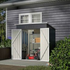 BIRCHTREE Garden Shed Metal Pent Roof Outdoor Storage With Free Foundation