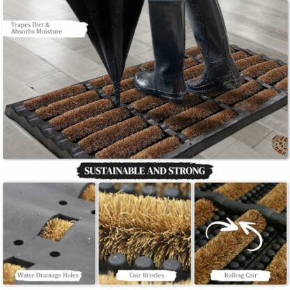 BLADO Tuff Scrape Door Mat - Heavy Duty Door Mat Dirt Removal Natural Coir & Rubber Door Mats Indoor Outdoor Entrance Door Mat for Home, Office and Garden - Image 3