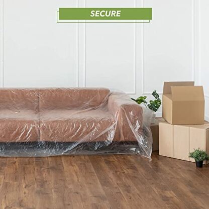 BLOSTM Plastic Sofa Cover - 2 Sofa Storage Bags, Extra-Thick Pet-Proof Dust Covers for Furniture, 600g Durable Waterproof Plastic Covers - 300cm x 137cm 2 PACK 3 BLOSTM Plastic Sofa Cover - 2 Sofa Storage Bags, Extra-Thick Pet-Proof Dust Covers for Furniture, 600g Durable Waterproof Plastic Covers - 300cm x 137cm 2 PACK - Image 3