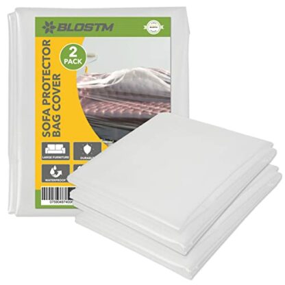 BLOSTM Plastic Sofa Cover - 2 Sofa Storage Bags, Extra-Thick Pet-Proof Dust Covers for Furniture, 600g Durable Waterproof Plastic Covers - 300cm x 137cm 2 PACK 2 BLOSTM Plastic Sofa Cover - 2 Sofa Storage Bags, Extra-Thick Pet-Proof Dust Covers for Furniture, 600g Durable Waterproof Plastic Covers - 300cm x 137cm 2 PACK - Image 2